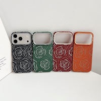 Coque de protection magnétique en PC pour iPhone 17 Pro Max, motif animalier, avec autocollant à l'effigie d'un bouquet de roses et effet aquatique