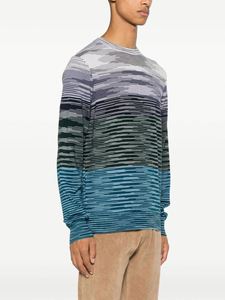 Suéter de rayas irregulares con bloques de color informal personalizado, suéter de punto de manga larga con cuello redondo para hombres - Product Image 2