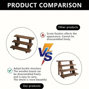 Wooden Multi Tiered <b>Shelving</b> Unit Paulownia Wood Display Rack Desktop <b>Storage</b> Stand For Flower Paper <b>Box</b> Bag - Product Image 4