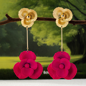 Cross-border hot sale niche design high-grade tassel flower earrings suitable for ladies banquet party wearing earrings - Product Image 6