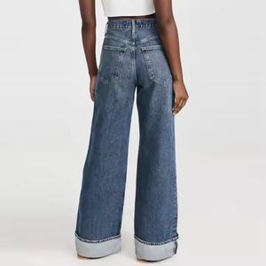 Jeans OEM de cintura baja personalizados de alta calidad, estilo urbano holgado, transpirables, vintage, desgastados, para chicas - Product Image 2