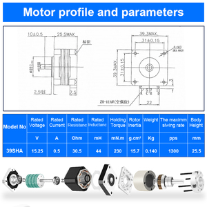 มอเตอร์สเต็ปเปอร์ไฮบริด RB <span class=keywords><strong>NEMA16</strong></span> 39SHA พร้อมมอเตอร์สเต็ปเปอร์ไฮบริดแบบกันน้ำสำหรับอุตสาหกรรม 11V 0.5A - Product Image 4