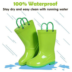 أحذية مطر ملونة للأطفال الصغار، أحذية مطاطية مقاومة للماء للأولاد والبنات، سهلة الارتداء بمقابض سهلة السحب، أحذية خارجية - Product Image 3
