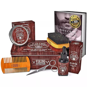    Kit de soin pour homme, sérum de croissance de barbe biologique, baume, peigne double face, ciseaux de coiffure, huile hydratante - Product Image 2