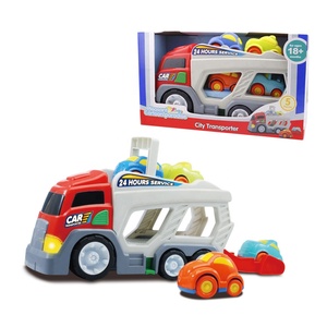 Macchinina da trasporto per camion giocattolo per bambini Cartoon Double Decker con 4 Little Freewheel Car Inertia Truck Plastic Car Toy - Product Image 4