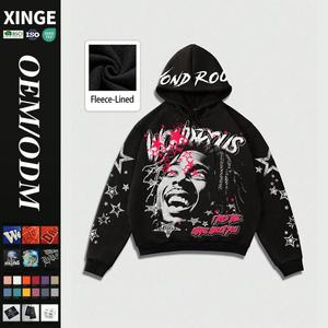 Sudadera con Capucha Extra Grande con Estampado Gráfico Digital DTG y Logotipo Personalizado 2025, Sudadera Corta de Estilo Urbano Vintage con Hombros Caídos para Hombre - Product Image 1