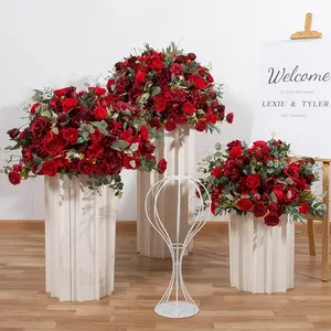 Luxury Silk 80 Large Red Flower Ball Wedding Centerpieces Arrangement Silk Red Rose Artificial Flower Balls