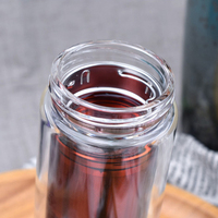 Chaud et froid h2o citron infuseur de fruits bouteille d'eau en verre borosilicate avec couvercle en bois