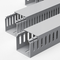 Goulotte de câblage PVC grise industrielle 40x40mm à fentes pour panneaux de commande électriques, vente en gros usine