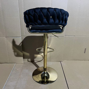 Tabourets de bar en velours tressé de luxe en gros, chaises de bar réglables en acier inoxydable <span class=keywords><strong>doré</strong></span> pour bars, clubs et bistrots - Product Image 2
