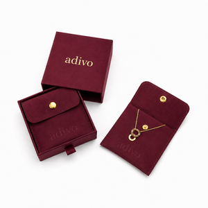 Velvet Recyclable PU Leather Jewelry <b>Boxes</b> Set Luxury Custom Logo Jewellery Packaging Button Closure Pouch Wedding Favors - Product Image 1