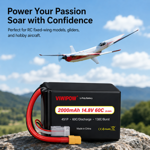 Batterie de drone OEM 60C à décharge rapide 2000mAh 14.8V 4S Lipo VIWIPOW XT60 pour drone de course FPV Quadcopter - Product Image 2