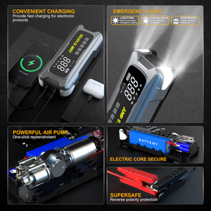 Démarreur de <span class=keywords><strong>batterie</strong></span> de <span class=keywords><strong>voiture</strong></span> avec compresseur d'air 3000A de pointe 12V, bloc d'alimentation portable, arrêt automatique, gonfleur de pneus, <span class=keywords><strong>chargeur</strong></span> sans fil - Product Image 6