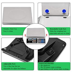88Lb/40Kg 전자 가격 계산 저울 양면 LCD/LED 디스플레이 상업용 OEM 맞춤형 32x24cm 플랫폼 - Product Image 5