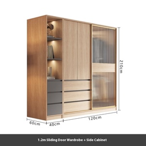 <span class=keywords><strong>Armario</strong></span> Nórdico con <span class=keywords><strong>Puertas</strong></span> Corredizas <span class=keywords><strong>de</strong></span> Vidrio Arcoíris, Estilo Simple Color Crema, Personalizable, Superventas - Product Image 5