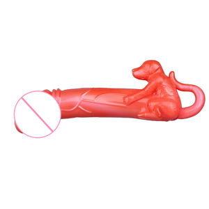 Yeni varış köpek şekilli yanlış penis kadın seks ürünleri TPE yapay penis yetişkinler için - Product Image 1