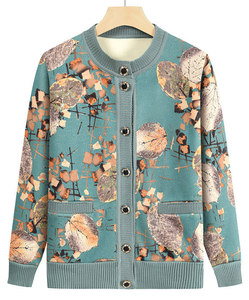 Nuovo arrivo autunno e inverno stampa <span class=keywords><strong>cardigan</strong></span> lavorato a maglia da donna spessa nel vestito da madre anziana caldo cappotto sciolto da donna - Product Image 2