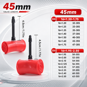 Chambre à air de vélo MOTSUV ultralégère en TPU 16x1.20-1.75 avec valve Presta 45mm, résistante aux crevaisons, pour pneus de vélo pliant à petite roue - Product Image 2