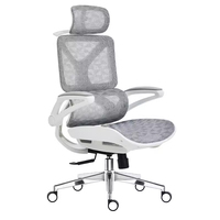 Chaise de bureau ergonomique en maille, dossier haut, appui-tête réglable, accoudoirs 3D, pivotante, chaise de bureau exécutive, cadre blanc moderne