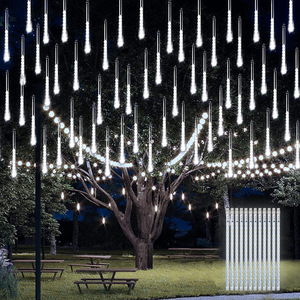 Guirlande lumineuse solaire en forme de pluie de météores, à brancher, étanche IP65, pour décoration de sapin de Noël, jardin, mariage, fête, vacances - Product Image 5