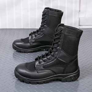 รองเท้าบูทคอมแบทผู้ชาย ระบายอากาศได้ดี แบบผูกเชือก รองเท้าฝึกยุทธวิธี ส้นเตี้ย รองเท้ารักษาความปลอดภัย - Product Image 3