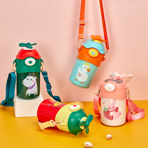 Wholesale 450ml Cartoon Stainless Steel Tumbler 304 Vacuum Kids Water Bottle <b>Straw</b> Temperature Display 6-12 - Product Image 2