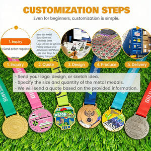 صمم ميداليتك الرياضية المعدنية الخاصة من سبائك الزنك ثلاثية الأبعاد ذهبية اللون لسباق الماراثون - Product Image 5