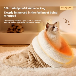 Cama de invierno para gatos, saco de dormir cálido para gatos, nido para dormir para gatos, cama cómoda y segura para perros, suministros para mascotas - Product Image 3