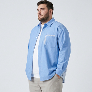 Chemise Oxford en coton tissé pour hommes grandes tailles, décontractée, respirante, coupe ample, manches longues, poche poitrine, 6XL 7XL 8XL 9XL 10XL - Product Image 2