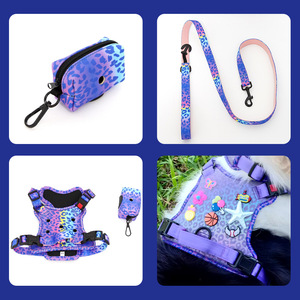 Arnés de tracción para perros pequeños con estampado de leopardo, orificio para el pecho y la espalda, pegatina de dibujos animados DIY, reflectante, transpirable, con hebilla y cierre de cremallera - Product Image 2