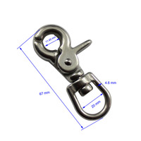 Crochet à ressort en acier inoxydable 304 en métal durable, fermoir mousqueton pivotant 1/2 "* 65mm pour sac porte-clés en corde pour animaux de compagnie
