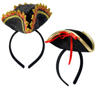 Mini chapeau de pirate des Caraïbes pour Halloween, bandeau à plumes, accessoire de cheveux pour cosplay et décorations de fête
