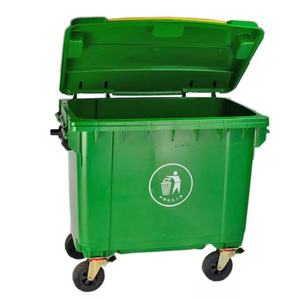 Green 660L Plastic Waste <b>Bin</b> With <b>Wheels</b> Outdoor Use HDPE Rectangular - Product Image 2