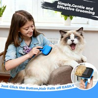 Ensemble de toilettage pour animaux de compagnie en acier inoxydable 3 pièces : Brosse lissante autonettoyante et peigne démêlant pour chiens - Vente en gros