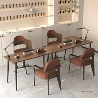 Ensemble table et chaises d'angle en bois de style européen moderne pour salon de beauté, manucure, studio commercial, mobilier de salon simple/double