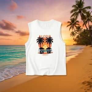 Aloha เสื้อลำลองชายหาดสำหรับผู้หญิงพิมพ์ลายต้นปาล์มผ้าสแปนเด็กซ์โพลีเอสเตอร์แบบถักดีไซน์ด้านหน้า - Product Image 2