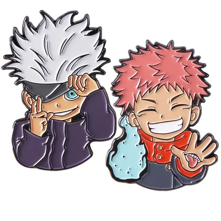 Kunden spezifische Jujutsu Kaisen Figur Gojo Satoru Itadori Serie Set Weiche Emaille PIns Metall Zink legierung Revers Broschen Anime Geschenke