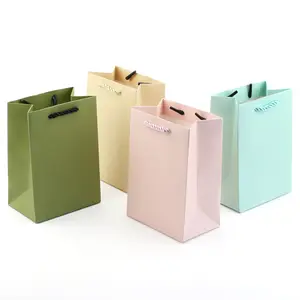 sacolas recicláveis de papel laminado sacola de compras de papel verde sacola de papel marrom encerado
