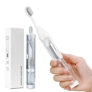 3 in 1 Travel Toothbrush Extra Soft Bristles Toothpaste Tube Cleaning Brush Foldable Travel Toothbrush