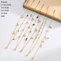 Chaîne tendance en gros d'usine pour femme, en acier inoxydable plaqué or 14K/18K, avec breloque papillon noir et blanc en zircon