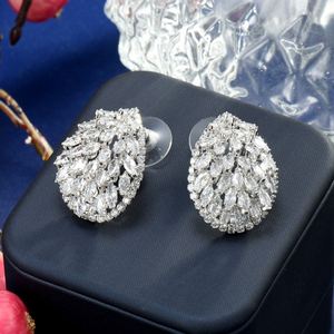 Nuevos pendientes de tuerca de circón cúbico de alta calidad, pendientes grandes de forma redonda para mujer, accesorios de joyería de boda E19 - Product Image 2
