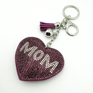Bling Rhinestone Heart-Shaped Keychain Crystal Bag Charms Car <b>Keys</b> Pendant Mom Letters Tassel <b>Key</b> <b>Rings</b> for Mother's Day Gift - Product Image 3
