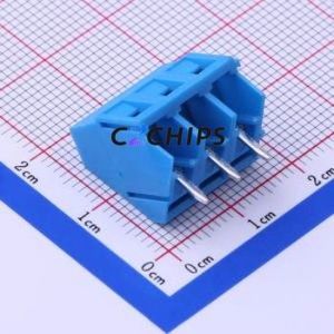 DB103-5.0-3P-BU-S Screw Terminal Block Through hole Component (THT),P=5mm Connector 1x3P 5mm Blue Through Hole - Product Image 2