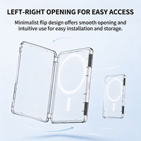 Portefeuille magnétique ultra-léger en PC transparent avec support de téléphone intégré, poignée robuste et accessoires antichoc détachables
