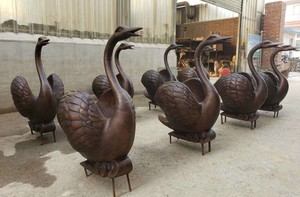 Life Size Bronze <strong>Garden</strong> <strong>Ducks</strong> With Baby <strong>Duck</strong> Statues - Product Image 3