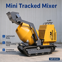 Mini bétonnière hydraulique sur chenilles, bétonnière autochargeante de petite taille pour chantier de construction étroit