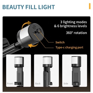 Amazlie Q12s Điện Thoại Di Động Ngoài Trời Monepad <span class=keywords><strong>Selfie</strong></span> <span class=keywords><strong>Stick</strong></span> Tripod Với Ánh Sáng Cho <span class=keywords><strong>iPhone</strong></span> Samsung - Product Image 3