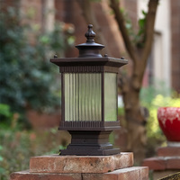Lampe de jardin populaire couleur café en aluminium moulé sous pression, lampe pilier extérieure étanche, support de lampe solaire électrique, lumières de clôture