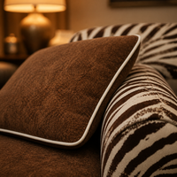 Ensemble de canapés en tissu tendance motif zèbre, fauteuil, ottoman crème, causeuse marron, mobilier de salon, fournisseurs professionnels