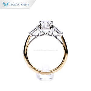 אבני טיאניו 7 x9 מ "מ אמרלד חתוך moissanite <span class=keywords><strong>3</strong></span> נשים טבעת 18k 14k 10k לבן & צהוב 2 טון אירוסין טבעות נישואין בהתאמה אישית טבעות נישואין - Product Image 4